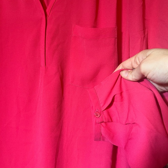 Pleione pink V-neck long sleeve rounded hem lightweight blouse tunic top XL - Picture 3 of 9